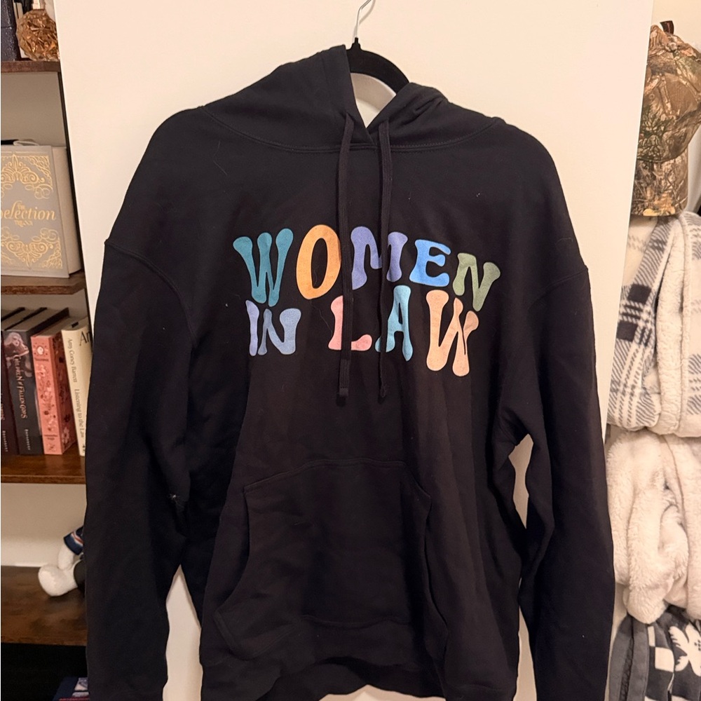 Women In Law Black Graphic Hoodie - Multicolor Lettering